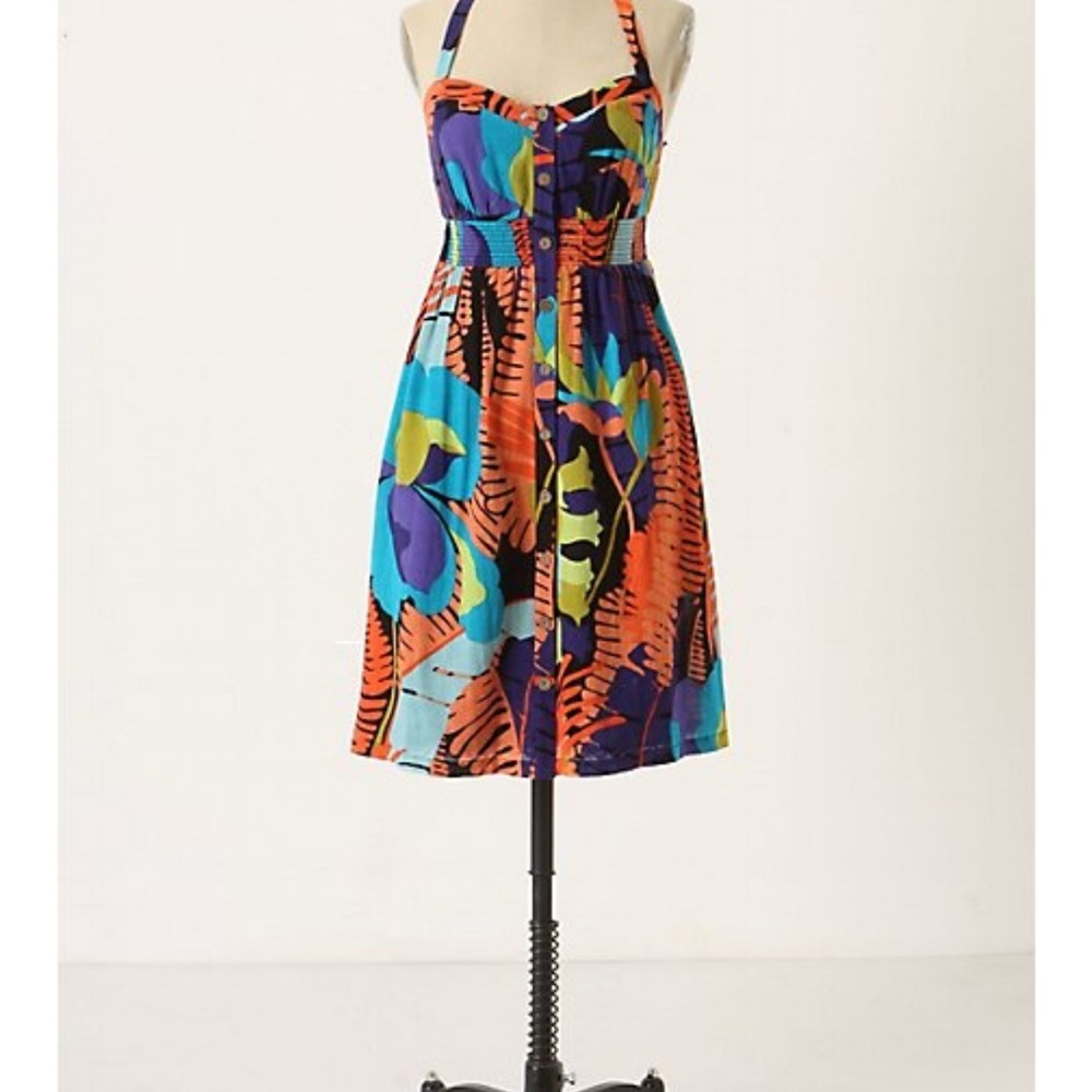 Anthropologie Edme & Esyllte Anthropologie Sz 6 Dress Linen Blend Tropical Boho
